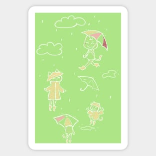 Raincoat cat pattern Sticker